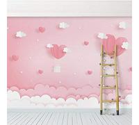 Perfect wallpape Papier peint 3D Papier peint chambre d'enfant non-tissé amical pour l'environnement papier peint fille chambre rose murale princesse chambre chevet fond d'écran 3D amour-200cm×140cm