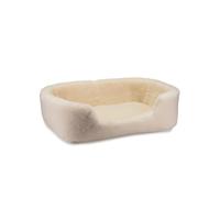 Perfect Wool - Panier Chien en Laine de Mouton - Lit pour Chien Petits et Moyens Chiens - 40 x 60 cm - Coussin pour Chien en Tissu Naturel Respirant - avec Coussin Intérieur Amovible - Naturel