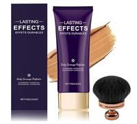 Perfecteur de teint avec pinceau, 2 en 1, camouflage et illuminateur, crème perfectrice de teint, anti-cernes longue tenue, brillance naturelle (Foncé)