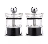Perfectii Lot de 2 moulins à poivre, sel et poivre en acrylique - 2 pièces - Soucoupe manuelle vide pour moulin