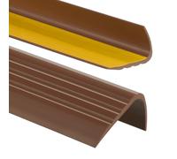 PerfectPVC Nez de marche pour escaliers en PVC autocollant 65x40mm 1,10 m antidérapant Bordure pour la finition protection des bords profil d'angle en caoutchouc pour marches d'escalier Marron