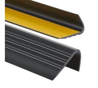 PerfectPVC Nez de marche pour escaliers en PVC autocollant 65x40mm 1,10 m antidérapant Bordure pour la finition protection des bords profil d'angle en caoutchouc pour marches d'escalier Noir