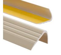 PerfectPVC Nez de marche pour escaliers en PVC autocollant 65x40mm 1,10 m antidérapant Bordure pour la finition protection des bords profil d'angle en caoutchouc pour marches d'escalier Beige