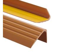 PerfectPVC Nez de marche pour escaliers en PVC autocollant 65x40mm 2,00 m antidérapant Bordure pour la finition protection des bords profil d'angle en caoutchouc pour marches d'escalier Couleur ambre