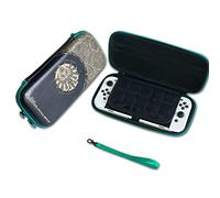 PERFECTSIGHT Étui de transport pour Nintendo Switch OLED avec 12 emplacements pour cartes de jeu, sac de rangement de protection intérieur pour console NS et accessoires, Black Kingdom, Switch and