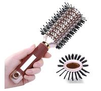PERFEHAIR Brosse à cheveux ovale pour brushing, double face sanglier et poils en nylon pour cheveux mi-longs et courts