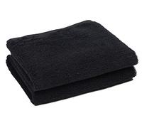Perfehair Lot de 2 serviettes de salon noires en coton pour salle de sport, bain, spa, rasage, shampooing - 40,6 x 68,9 cm