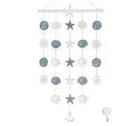 Perfeso.L Décoration murale à suspendre en bois avec ancre et coquillage - Décoration murale rustique bleu et blanc pour salle de bain, chambre à coucher, salon, porche, ferme bohème - 71,1 x 40,6 cm