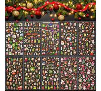 PERFETSELL 10 feuilles d'autocollants de Noël autocollants Autocollants de Noël Autocollants Glitter Autocollants de Noël Père Noël Flocon de neige Mini Autocollants de Noël pour scrapbooking cadeau