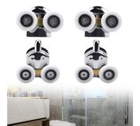 PERFETSELL 2PCS Rouleaux de Porte de Douche, 25 MM de Diamètre pour la Maison Roulettes de Rechange pour Porte de Douche Coulissante Rouleau de Porte de Douche, Roulettes Doubles pour Porte de Douche