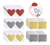 PERFETSELL Lot de 100 étiquettes à gratter en forme de cœur - Carrées - Autocollants à gratter - Dorés, argentés, rouges - Pour bricoler des cartes à gratter - Pour mariage