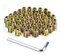 PERFETSELL Lot de 50 écrous à visser en bois M6 x 15 Douille filetée en alliage de zinc Manchons à visser Rampa Manchons avec écrous hexagonaux pour bois