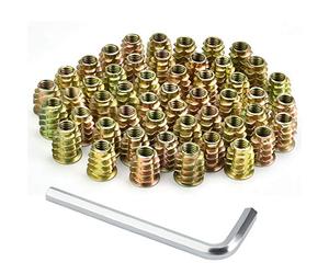 PERFETSELL Lot de 50 écrous à visser en bois M6 x 15 Douille filetée en alliage de zinc Manchons à visser Rampa Manchons avec écrous hexagonaux pour bois