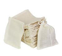 PERFETSELL Lot de 50 Petits Sacs Réutilisables en Maille pour Cuisine, Trempage de Liqueur Médicinale, Filtre à Thé, Café, Rangement d'épices, Cadeau de Mariage, Blanc 8 x 10 cm