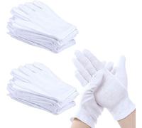 PERFETSELL Lot de 6 paires de gants blancs en coton doux Gants de travail respirants pour femme Gants en tissu pour l'inspection de bijoux, pièces de monnaie d'argent ou surfaces délicates
