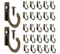 PERFETSELL Lot de 60 crochets muraux vintage simples porte-manteau montés au mur avec 60 vis, petits crochets à clés antiques pour accrocher manteaux/chapeaux/clés/serviettes/sacs (bronze)