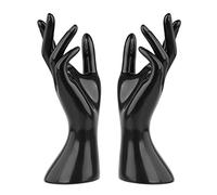 perfk 2 Pcs PréSentoirs à Bijoux, Support D'Affichage De Bijoux De Main, Mannequin Main Bijoux PréSentoir Porte-Anneau Collier Tour Pour Bracelet DéCor à La Maison Comptoir Magasins - Noir
