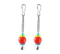 perfk 2 pièces Pet Bird Toys Parrot Suspendu Toys drôles Petits Conure Toys Oiseaux balles Jouets avec Cloche pour Perroquet Cage Finch Cage, Rouge