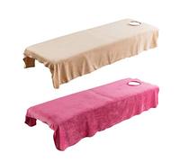 perfk 2PCS Salon De Beauté Drap De Lit Nappe De Lit De Massage Doux pour La Peau Respirant Salon Couverture De Lit pour Salons De Beauté, Les Massages Spa, Les Hôpitaux, Camel + Rose