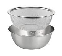 perfk 2X Passoire microporeuse en Acier Inoxydable 304 avec Bol mélangeur, Panier égouttoir avec Bassin, pâtes Spaghetti Riz rinceur passoire laveuse pour, 18CM