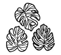 perfk 3 Pièces Palm Feuilles En Bois Décor Mural Ornement En Bois, pour La Décoration Salon, de La Maison, de La Chambre à Coucher, 30 X 25 X 0.5cm, Noir