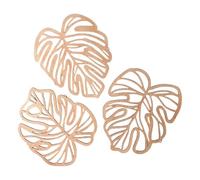perfk 3 Pièces Palm Feuilles En Bois Décor Mural Ornement En Bois, pour La Décoration Salon, de La Maison, de La Chambre à Coucher, 30 X 25 X 0.5cm, Jaune