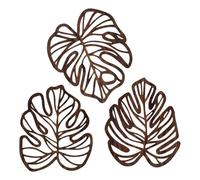 perfk 3 Pièces Palm Feuilles En Bois Décor Mural Ornement En Bois, pour La Décoration Salon, de La Maison, de La Chambre à Coucher, 30 X 25 X 0.5cm, Brun