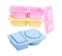perfk 3 pièces Snack Conteneurs avec couvercles en Silicone réutilisable 5,59x354x138 Pouces Contauteur de collation à Double Compartiment pour Bureau