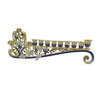 perfk 9 Branches Menorah Chandelier Titulaire Bejeweled Peint À Fleur Motif Candélabres