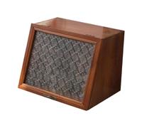 perfk Armoire de rangement en bois, conteneurs avec dessus en verre, vitrine de cosmétiques multifonctionnelle rétro Portable pour commode, chambre à