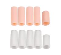 perfk Attelle de Doigt En Gel de Silicone, 10 Pièces, Manchon D'attelle, Support de Pouce, Index de Pouce Réglable, Pinky, Blanc Couleur Nu