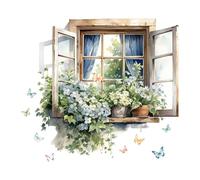 perfk Autocollants pour fausses fenêtres, fausse fenêtre, PVC, arrière-plan, ornement, art, autocollant, fausse image pour salon