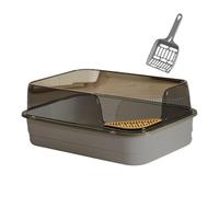 perfk Bac à litière Ouvert, Devant abaissé, Facile à Transporter, bac à litière Portable pour Chat, rehausse Les Toilettes pour Chaton, bac à Sable pour, Gris