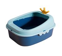 perfk Bac à Litière pour Chat Toilette Open Top à Litière Kitty Bac à Litière pour Chats D'intérieur, Bleu