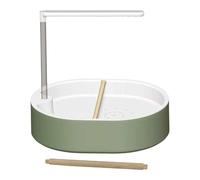 perfk Baignoire pour Perroquet, Baignoire Automatique avec Douche et perchoirs en Bois, et Pompe pour Petits Moyens Oiseaux, Pommeau de Douche Blanc