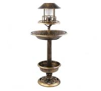 perfk Bain d'oiseaux Extérieur Fontaine Alimentaire Lanterne LED Construction Légère Esthétique Classique Adapté au Repos des Oiseaux Ornement de Pelouse, Bronze, Cuivre
