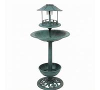 perfk Bain d'oiseaux Extérieur Fontaine Alimentaire Lanterne LED Construction Légère Esthétique Classique Adapté au Repos des Oiseaux Ornement de Pelouse, Vert, Vert Antique
