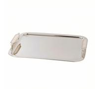 perfk Barware Serving Tray Support d'Ustensiles de Bar Présentoir Organisateur Porte-Outils avec Support Autoportant et Socle, 46 34 H4cm, Plateau Rectangulaire Brillant Argenté