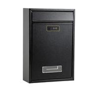 perfk Boîte aux lettres murale avec serrure à combinaison 22 x 8,5 x 32 cm, légère et polyvalente, idéale pour la maison et Accessoires pour la, Noir Mat