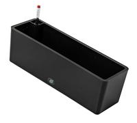 perfk Boîte de fenêtres de jardinière à arrosage rectangulaire Double Couche Moderne avec indicateur de Niveau d'eau pour Planter des légumes/Fleurs, Noir