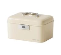 perfk Boîte de rangement verrouillable avec à combinaison, conteneur de rangement portable et verrouillable pour l'organisation du salon, Blanc Crème