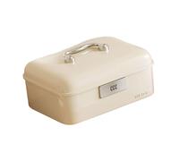 perfk Boîte de rangement verrouillable, conteneur de rangement multifonctionnel avec serrure pour la maison, la chambre, le bureau, les archives, les, Blanc Crème