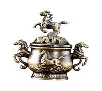 perfk Brûleur d'encens avec couvercle creux, en alliage de zinc gaufré, antique, pour étagère, bureau ou salon de thé.