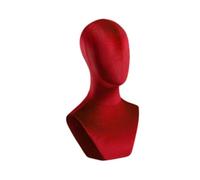 perfk Buste mannequin têtes manège en velours tête avec un chapeau d'épaule affichage de support de table de table de table pour colliers de fabrication de, Rouge