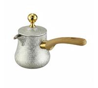 perfk Cafetière Acier Inoxydable Munie d'Une Poignée Sécurisée en Bois Bec Verseur Conçu pour Précision et Fond pour une Cuisson Homogène Adaptée Bureau, 900ML, Couvercle Argenté Style 2