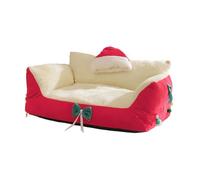 perfk Canapé pour Chat, Chaise pour Chat, décoration de Noël, Respirant, Chaud, antidérapant, Adorable, Doux, Housse Amovible, lit pour Chien pour Chats et, Red L