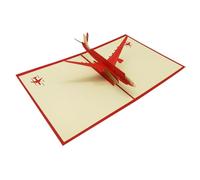 perfk Carte de vœux 3D en forme d'avion, en papier, à faire soi-même, polyvalente, pour cadeaux d'anniversaire, accessoires, 13 x 16 cm, Rouge
