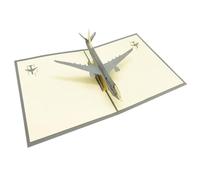 perfk Carte de vœux 3D en forme d'avion, en papier, à faire soi-même, polyvalente, pour cadeaux d'anniversaire, accessoires, 13 x 16 cm, Gris