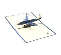perfk Carte de vœux 3D en forme d'avion, en papier, à faire soi-même, polyvalente, pour cadeaux d'anniversaire, accessoires, 13 x 16 cm, Bleu