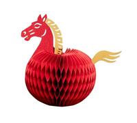 perfk Centre de Table décoratif en nid d'abeille en Forme de Cheval, Ornement de Bureau Multifonctionnel, décoration pour Le Nouvel an Chinois 2026, 13cmx32cm A